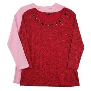 Hannah Beaded Top Pink Purple BUNDLE DEAL Summer Lightweight Plus Size 1X